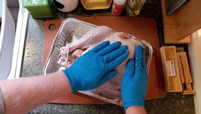 Position the turkey on the grill grate and close the lid.