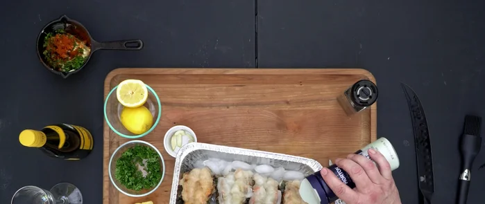 Season and prep the lobster tails. Season lobster tails with kosher salt and fresh ground pepper.