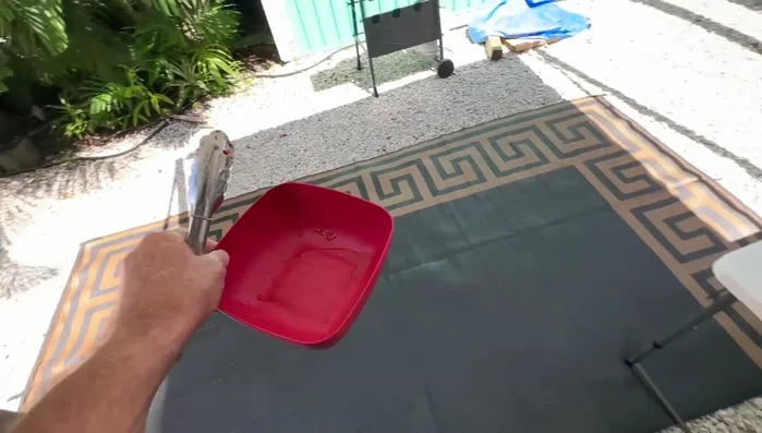 Remove chicken from grill once cooked.