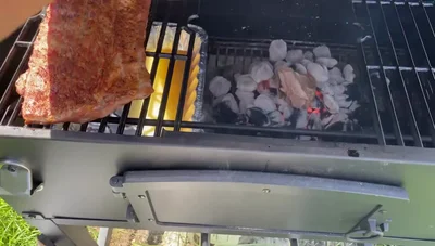 Brush barbecue sauce on the ribs, wrap in heavy-duty foil, and cook until the internal temperature reaches 200°F.