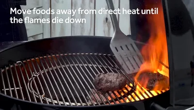 Cover the grill to close the vent and suffocate the flames.