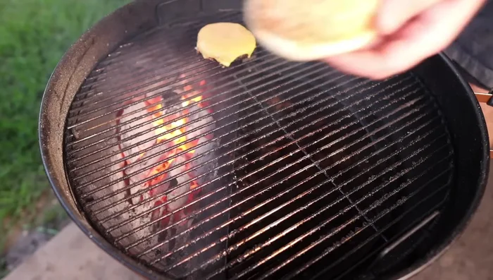 Toast buns on the grill.
