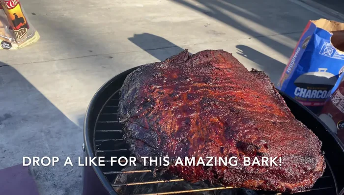 Wrap the brisket (around 6 hours): Wrap the brisket in butcher paper or foil once a good bark has developed (around 145°F internal temp).