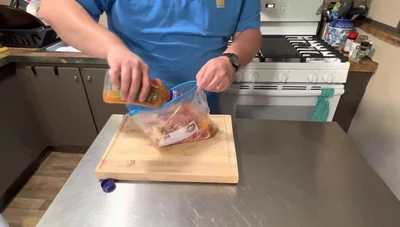 Season chicken thighs with homemade barbecue rub.