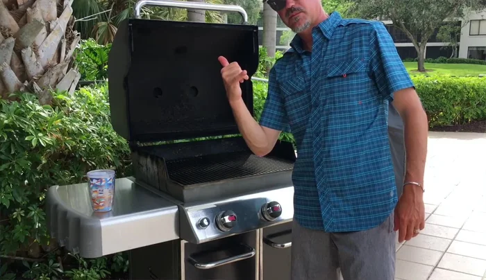 Preheat gas grill: Light two burners and preheat the grill to 450-500 degrees Fahrenheit.