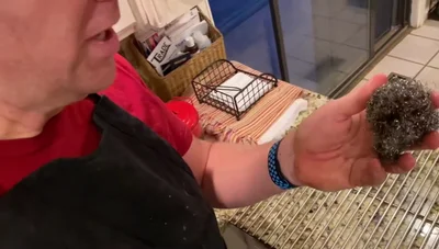 Clean the grill using steel wool and soapy water.