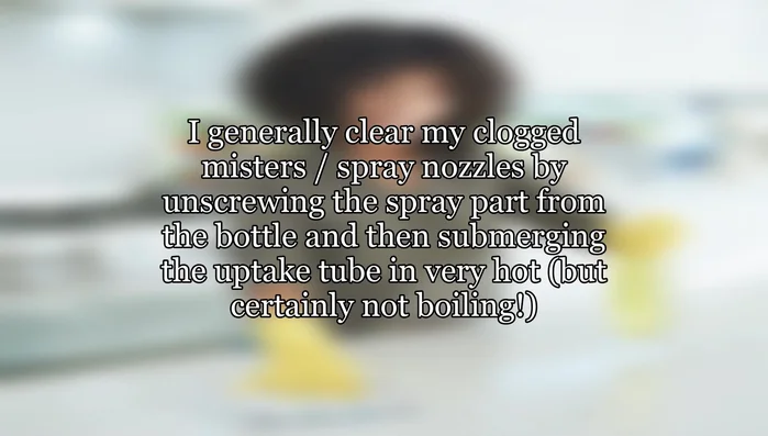 Pump repeatedly until the clog is cleared and a mist spray pattern returns.