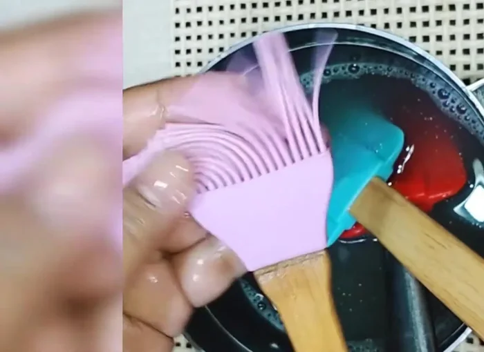 Let the utensils soak for at least an hour (or until the water cools).