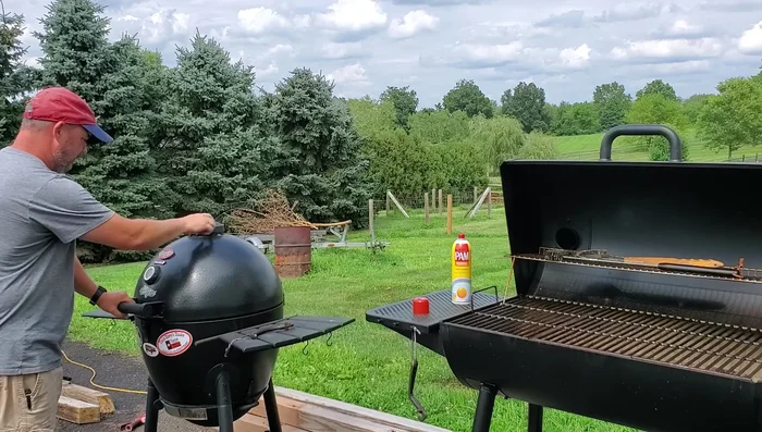 Return the grates to the grill and bake at approximately 350°F for at least 30 minutes (or up to an hour). Repeat the oiling and baking process a few times for optimal seasoning.
