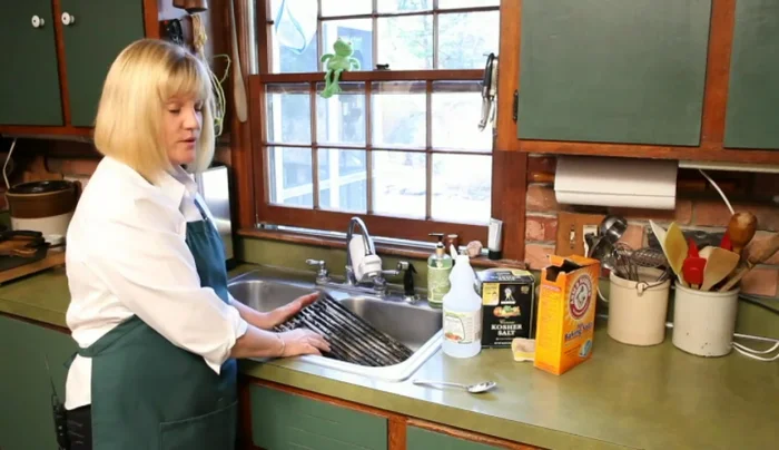 Rinse again to remove all baking soda and vinegar.