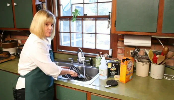 For stubborn residue, use steel wool for extra scrubbing.