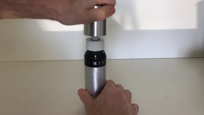 Pump 10 to 15 times, or until you feel resistance. This pressurizes the container.