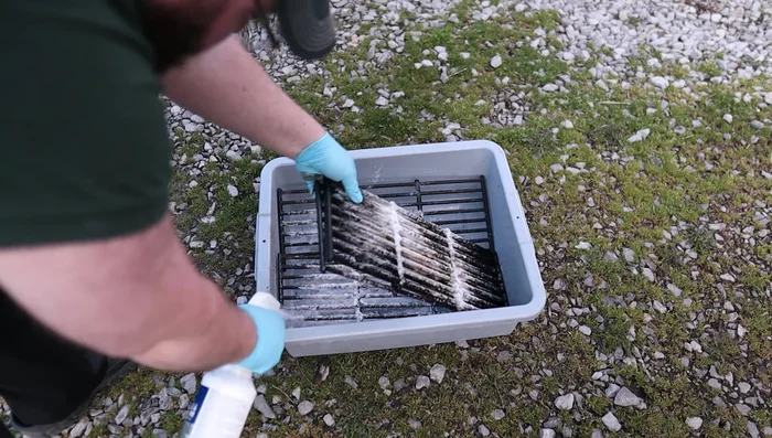 Allow the degreaser to sit for several minutes to work its magic. Apply another coat if needed.