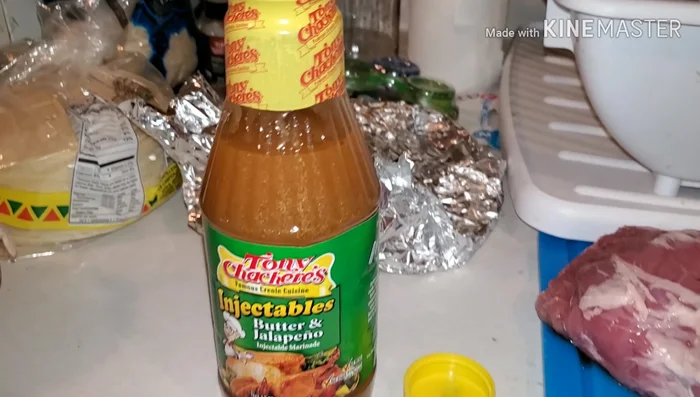 Inject the pork loin with a marinade (optional). Be cautious with salty marinades.