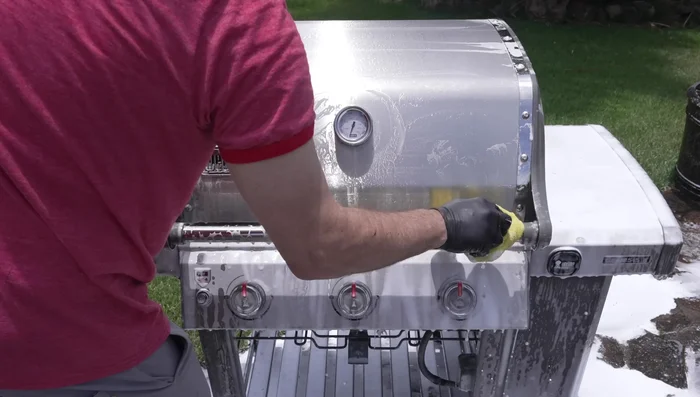 Wipe clean with a microfiber towel, repeating if necessary. Rinse thoroughly.