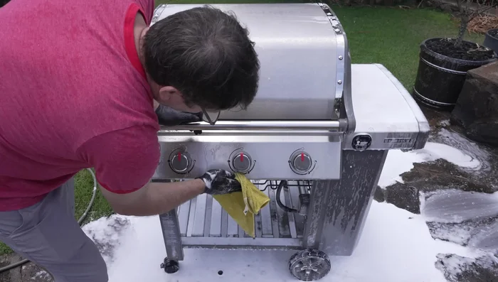 Wipe clean with a microfiber towel, repeating if necessary. Rinse thoroughly.