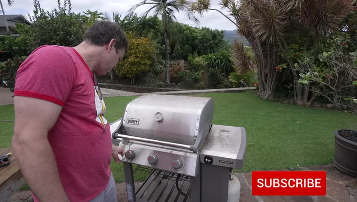 Warm up the grill to loosen debris. Then, shut down, cool, remove propane tank, grill grates, and flavorizer bars.