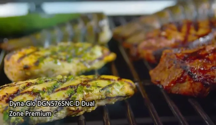Food grilling on cast iron grates