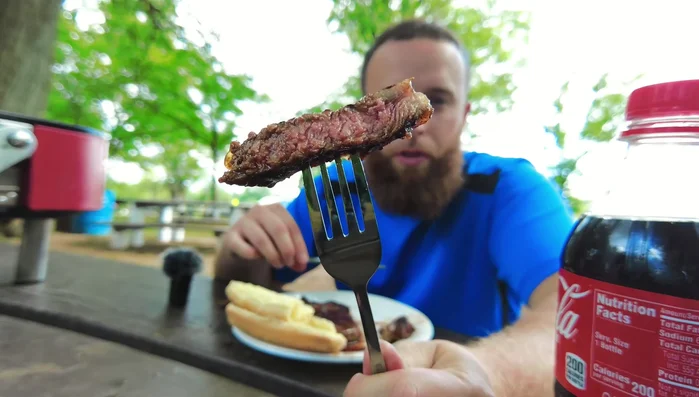 Delicious grilled steak outdoors