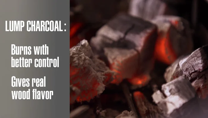 Lump charcoal burning, superior heat control