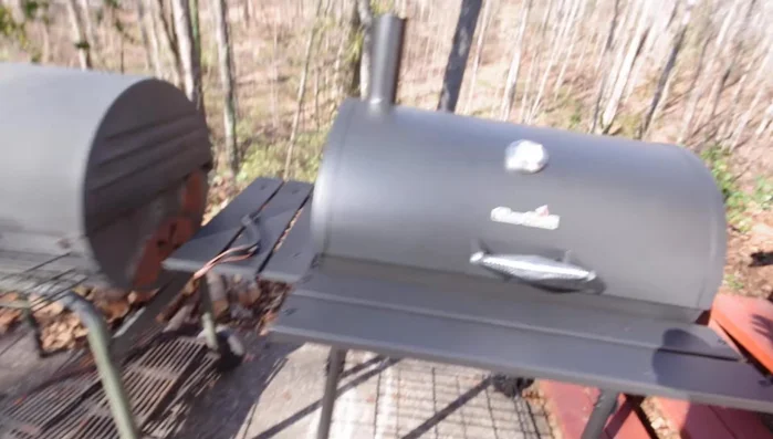 Char-Broil smoker grill assembled outdoors