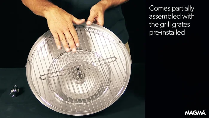 Grill assembly: attaching the lid