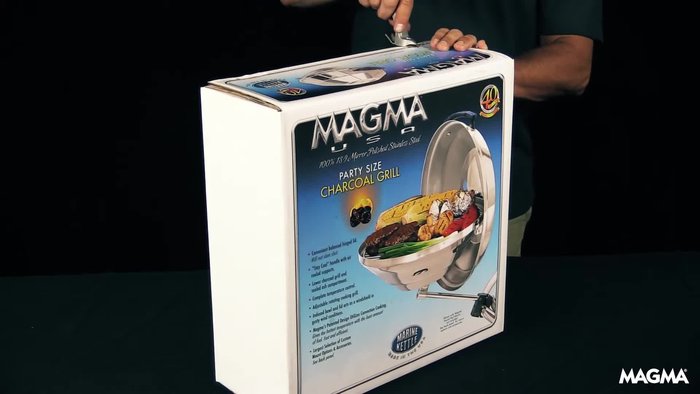 Unboxing a Magma charcoal grill.