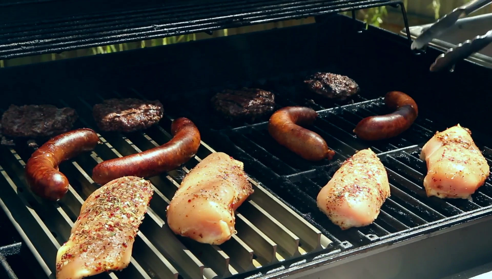 Grilled food on grill grate