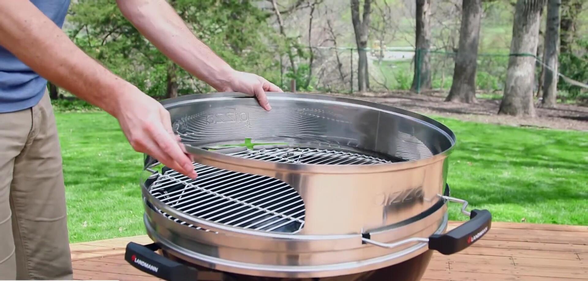 Grill pizza oven with stainless steel ring