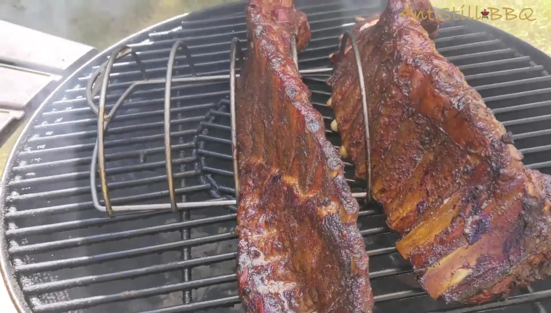 Smoked ribs on Weber rib rack