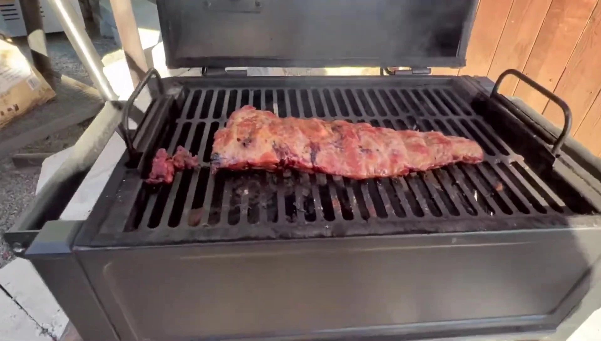 Delicious grilled ribs on smoker