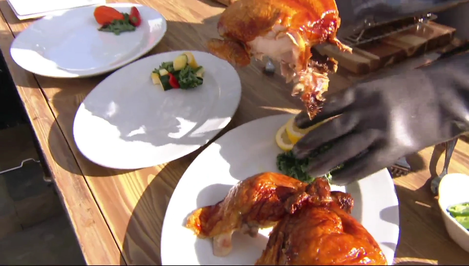 Smoked chicken, ribs, and sides