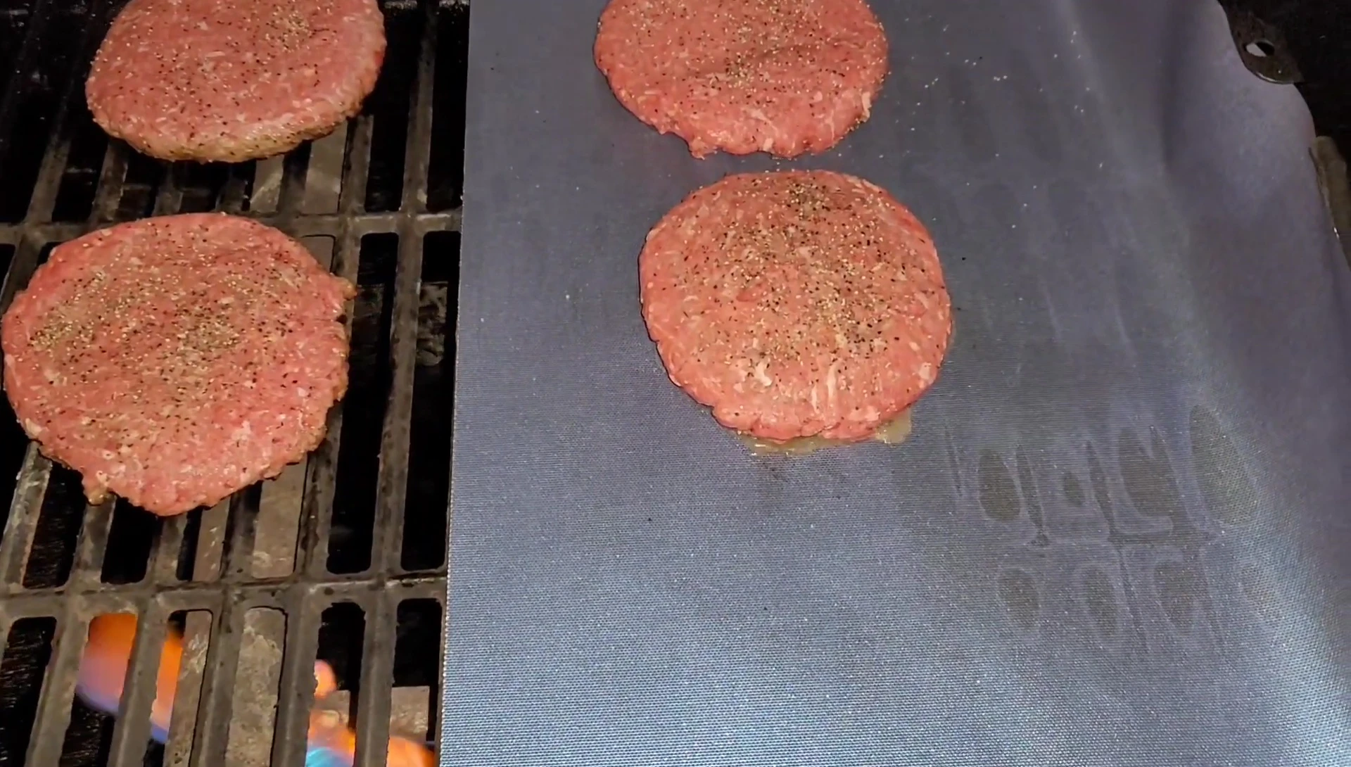 Grill vs. grill mat burger cook test