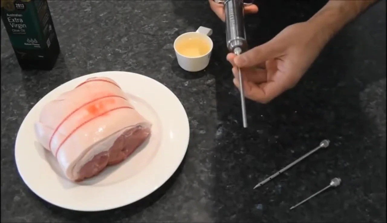 Meat injector needles and marinated pork