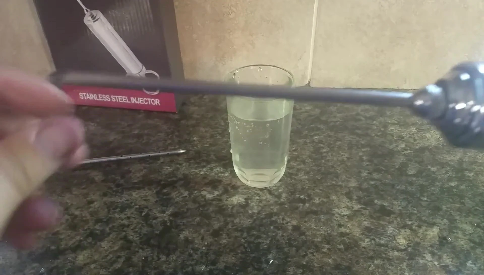 Dual-needle meat injector with long barrel