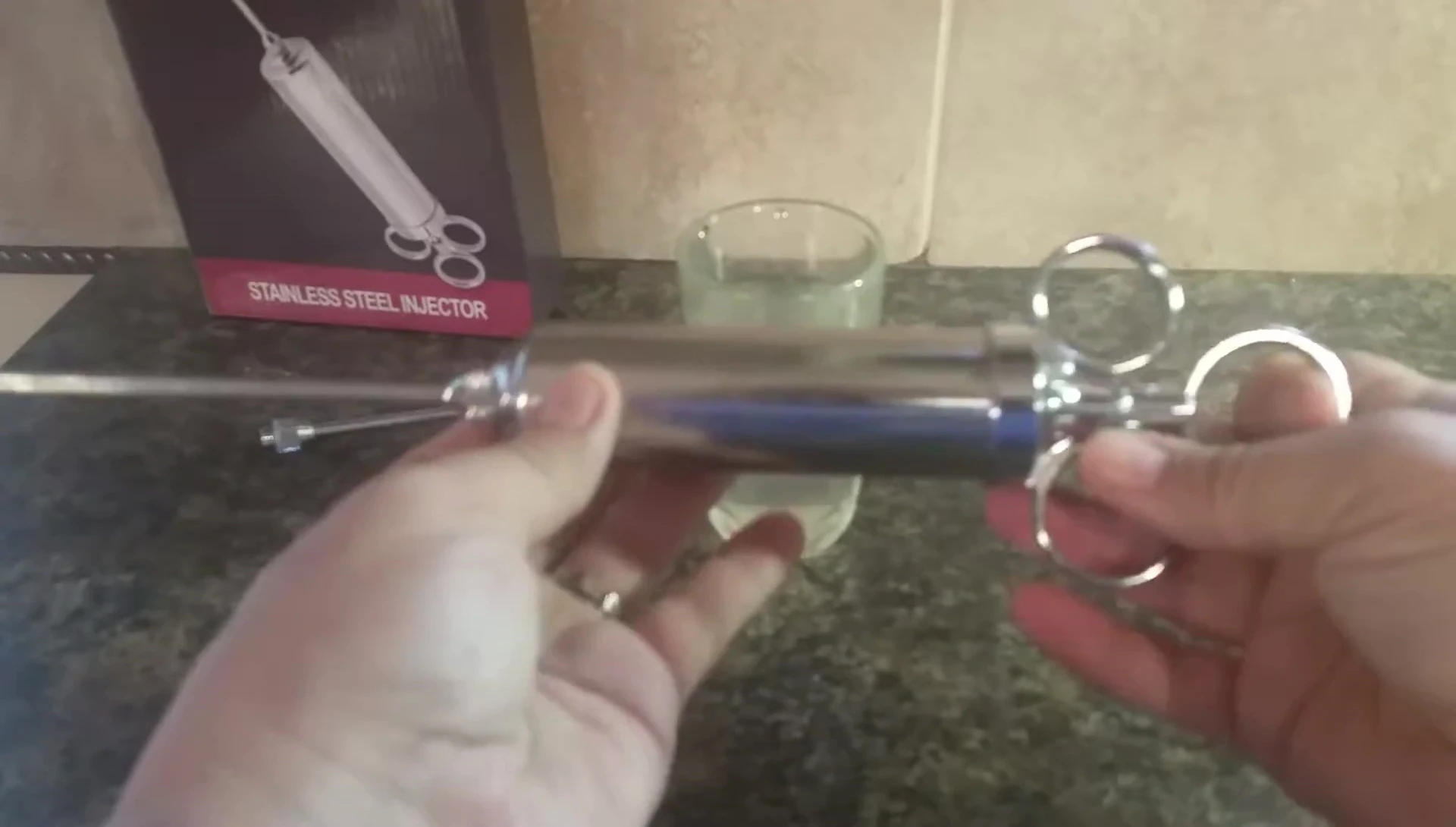 Stainless steel marinade injector with two needles