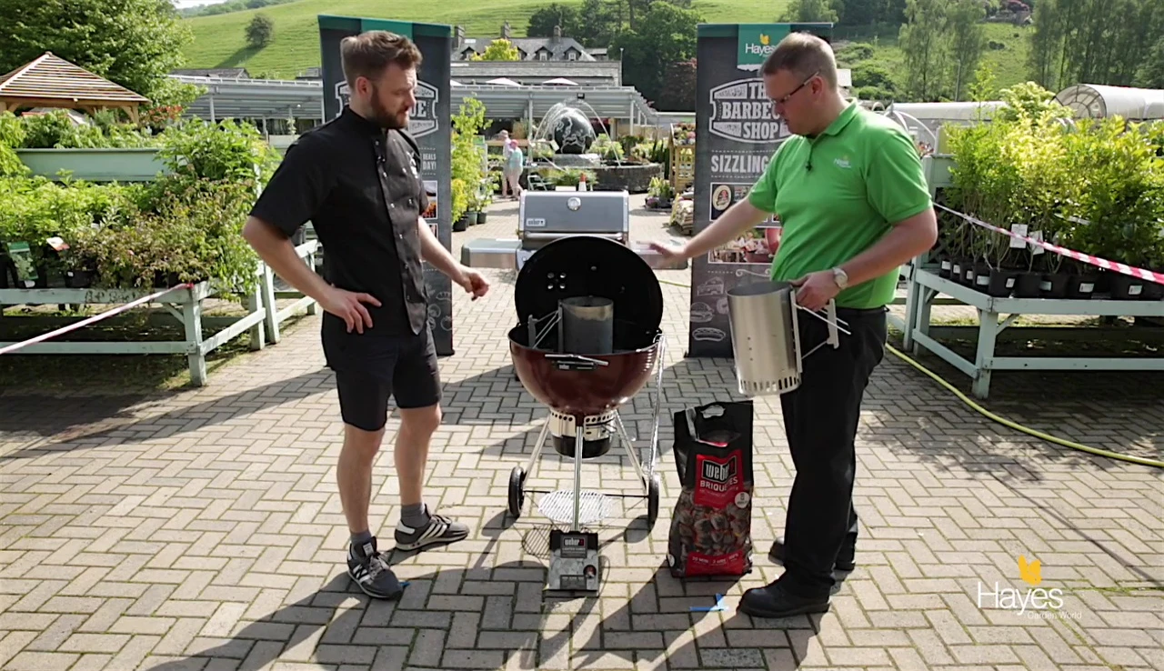 Chimney starter in a Weber kettle grill