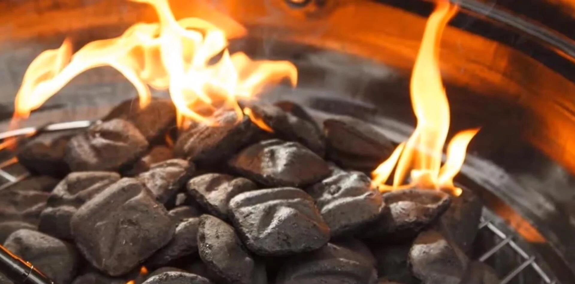 Kingsford Original charcoal briquettes burning