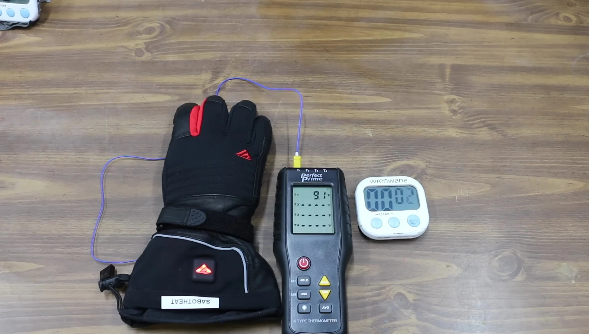 Heated glove warming test setup