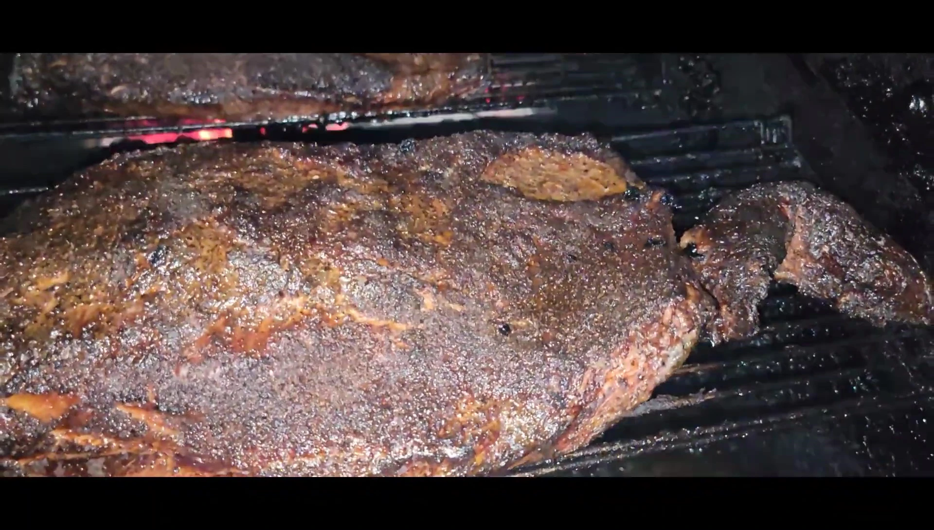 Smoked brisket on a grill
