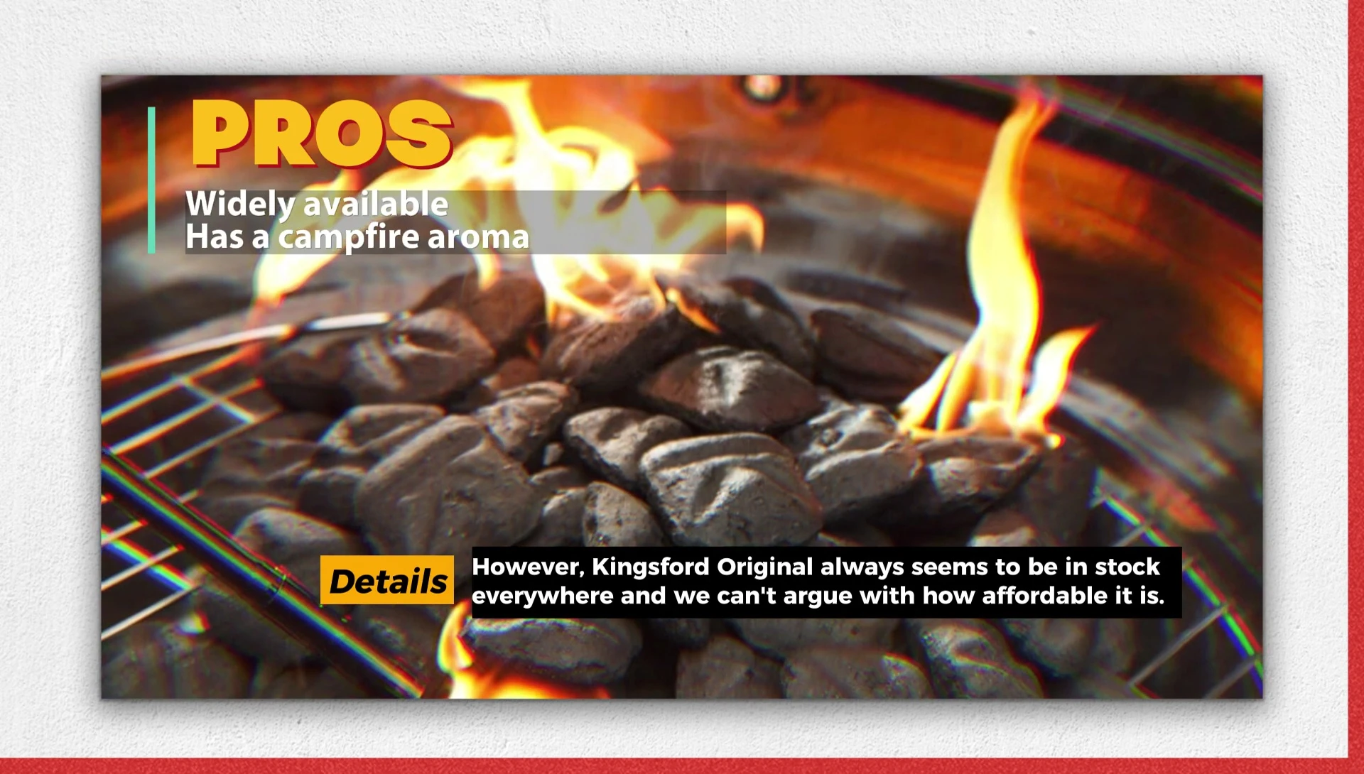 Kingsford charcoal briquettes burning