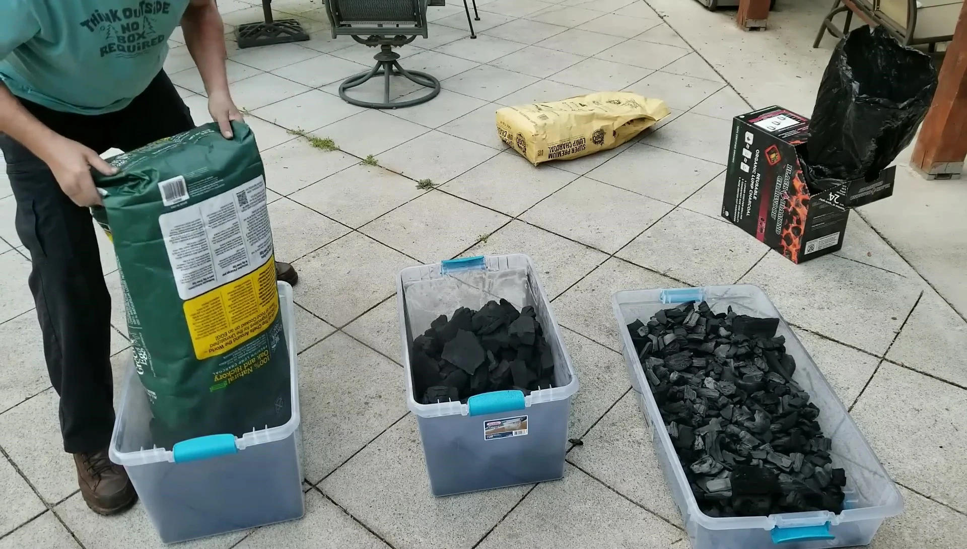 Charcoal comparison: size, dust, and brands.