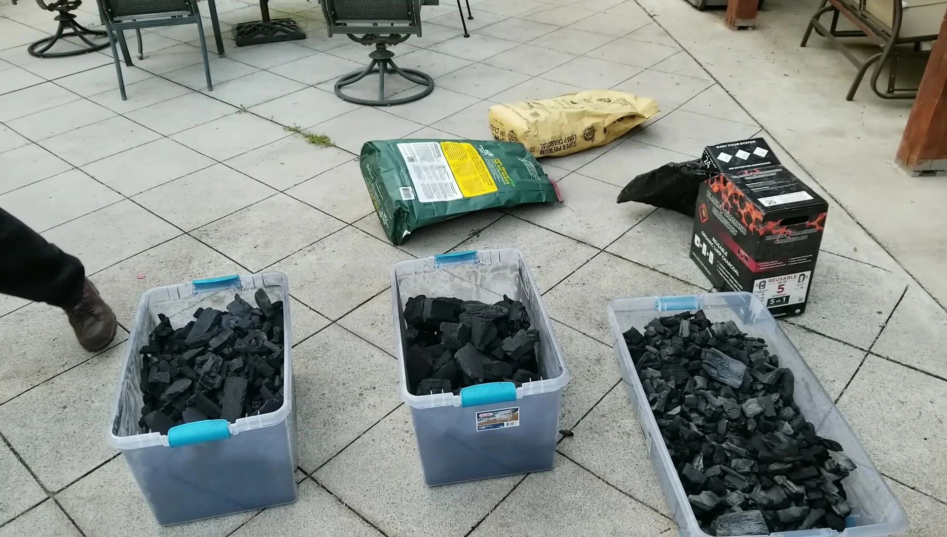 Charcoal comparison: size and dust.