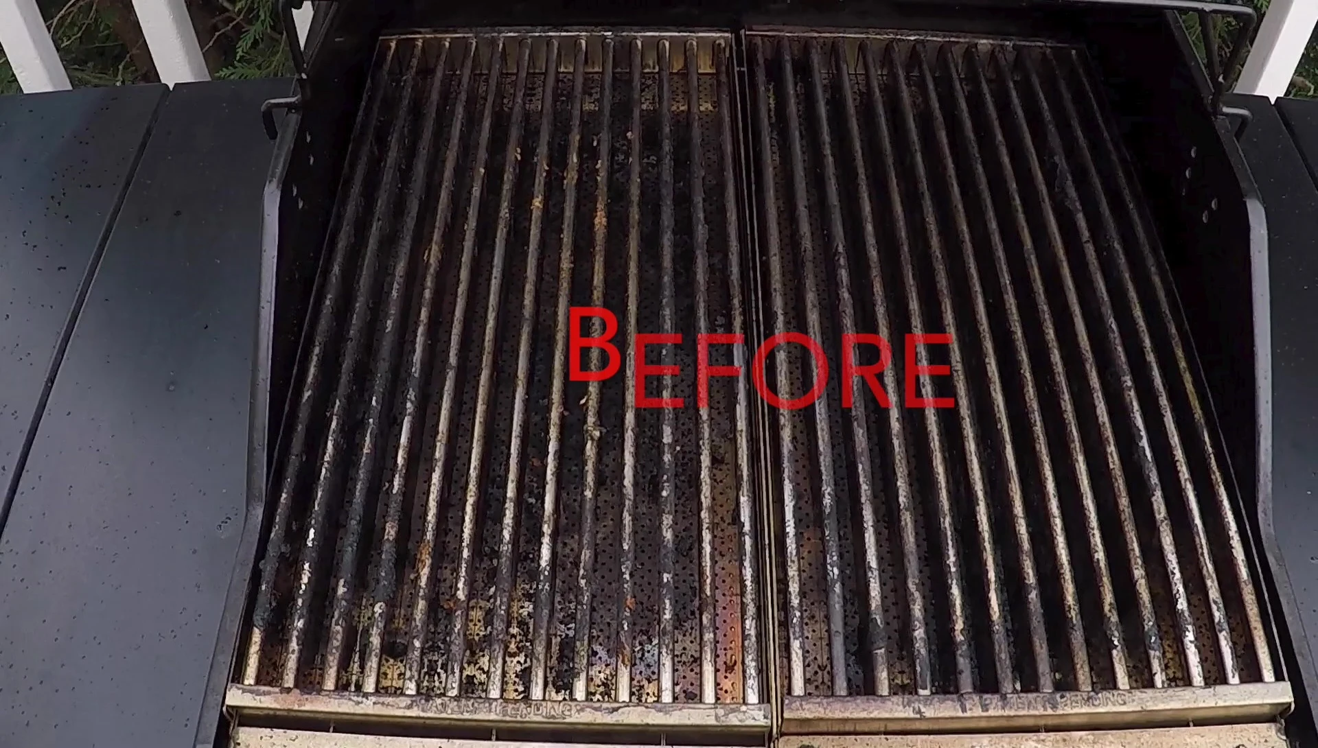 Before and after comparison of the grill.