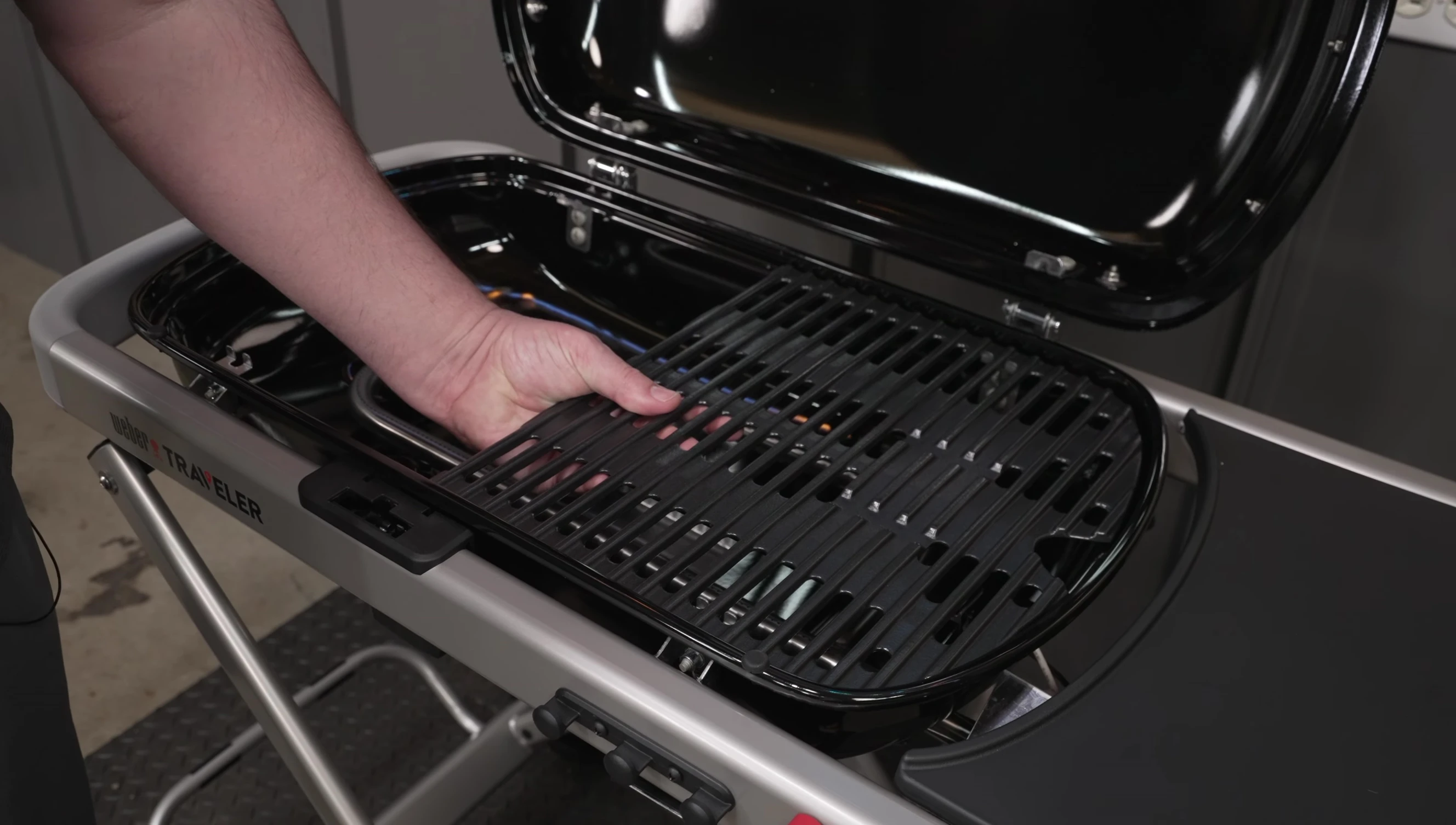 Detailed view of the cast iron grates