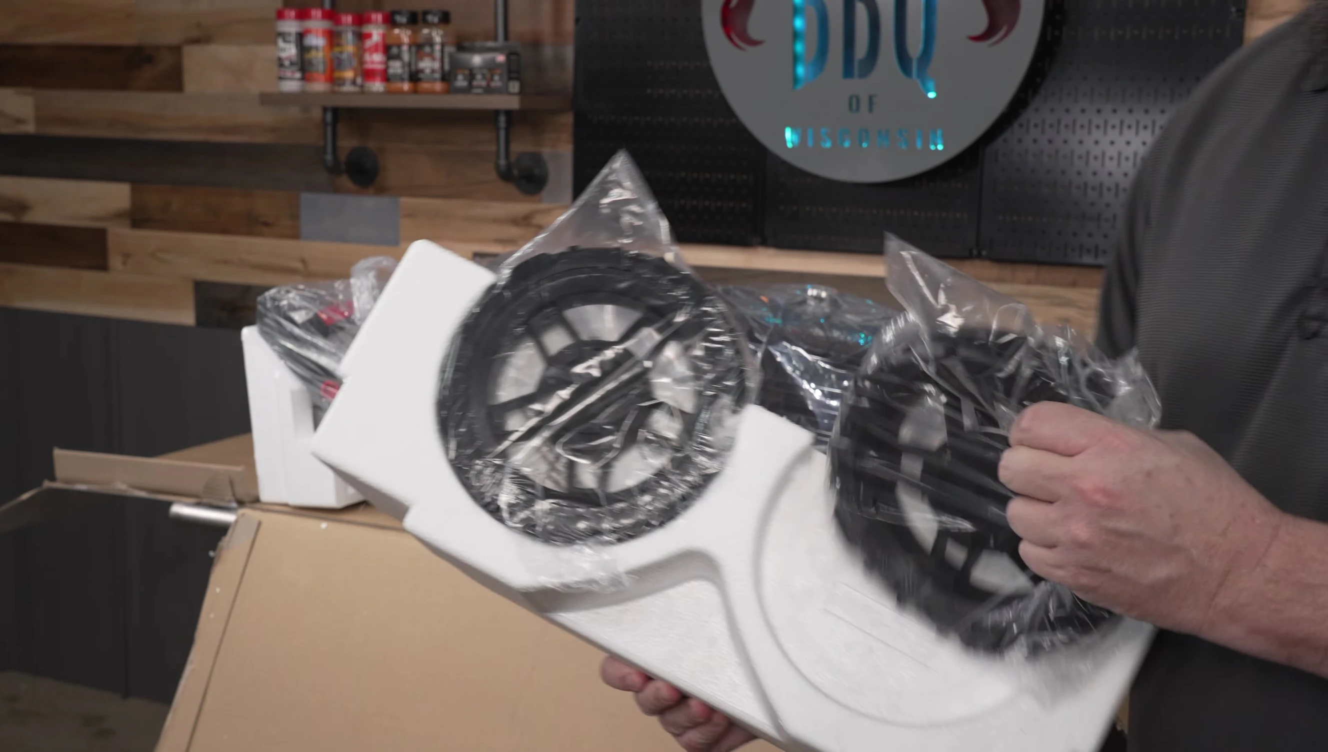 Close-up shot of someone easily assembling the grill components