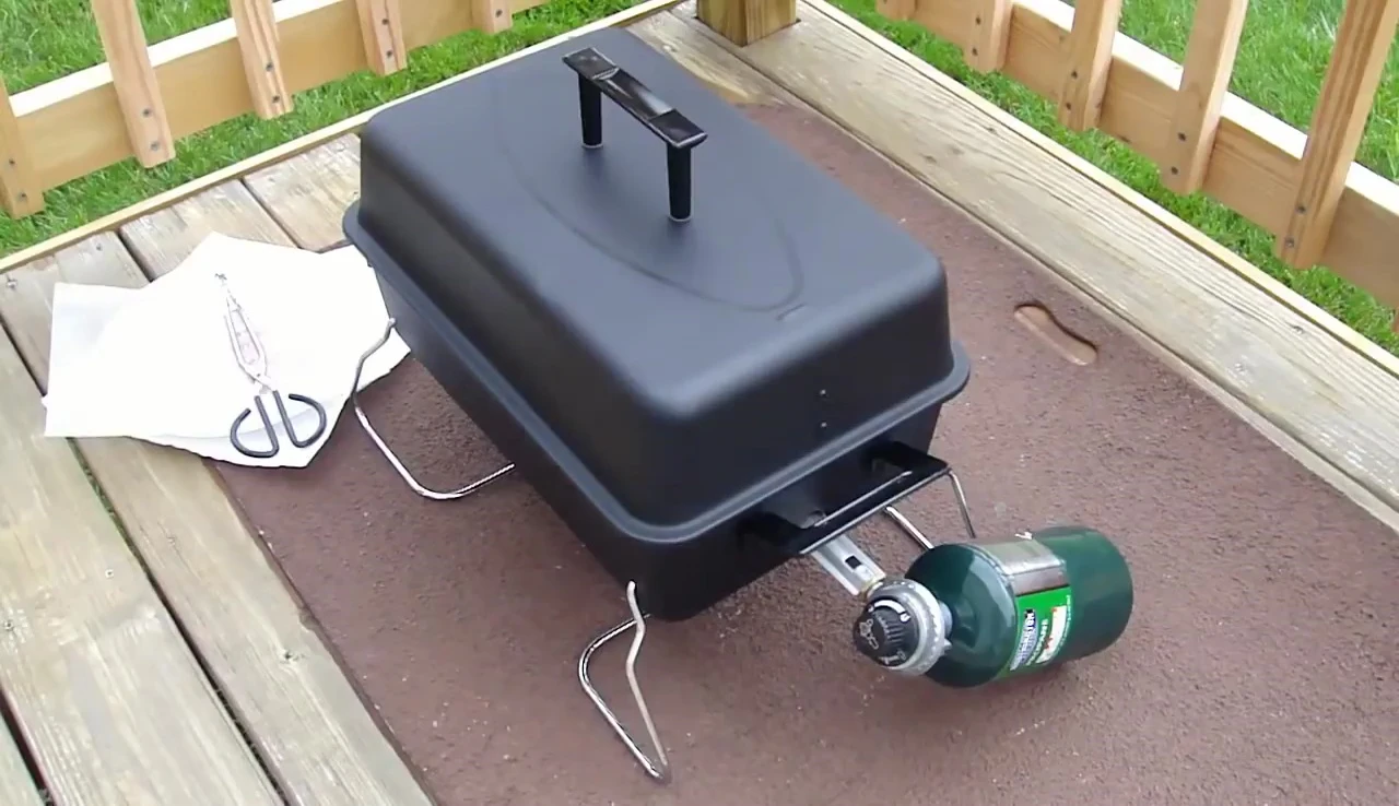 The grill during the burn-in process.