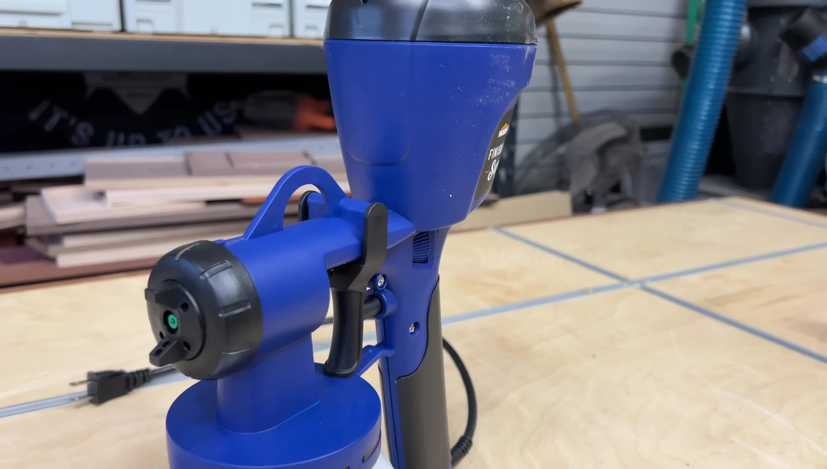 A shot showing the mostly plastic construction of the sprayer.