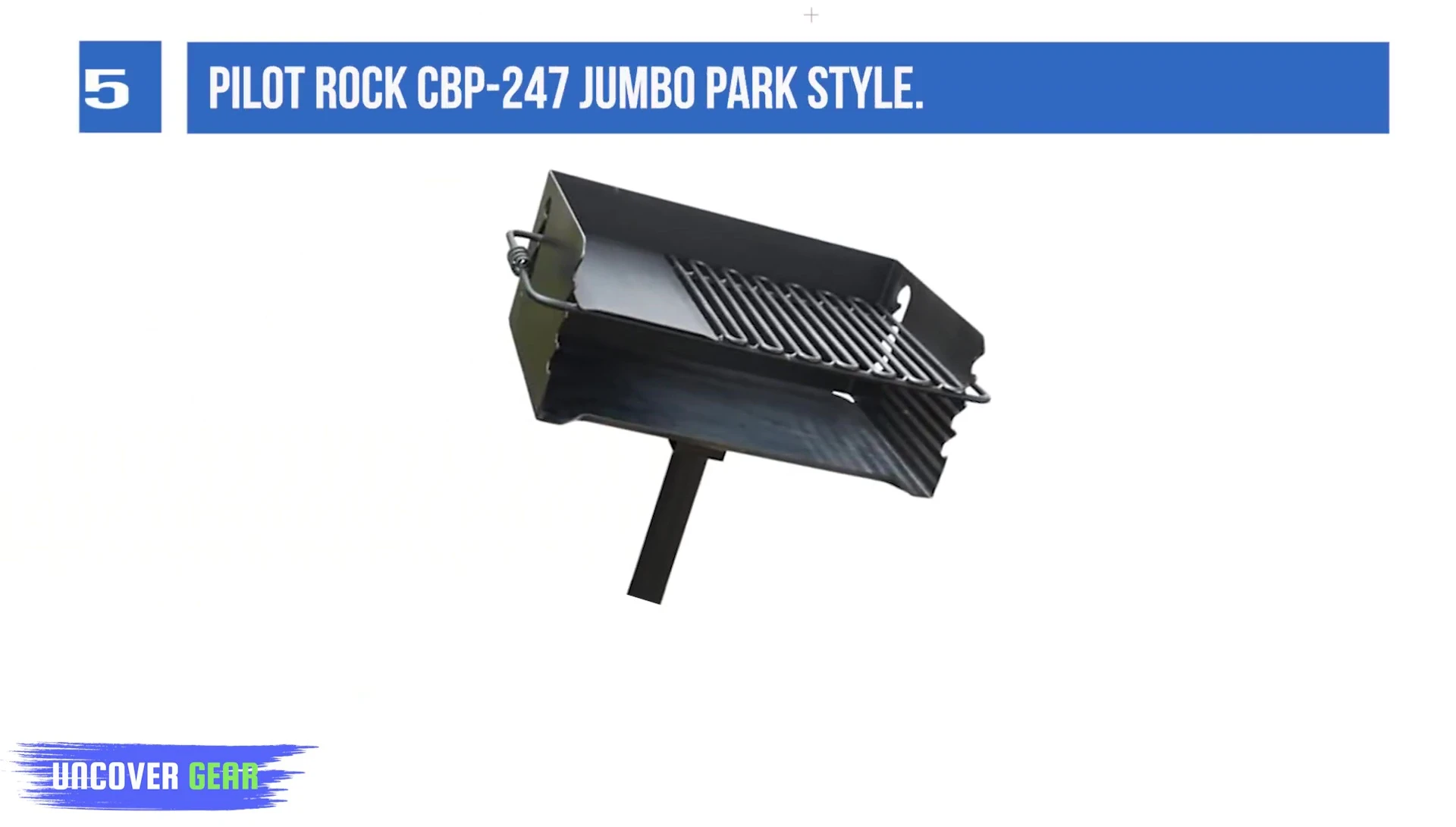 The Pilot Rock CBP 247 Jumbo Park Style Charcoal Grill displayed in a backyard setting.