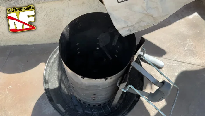 Place a tumbleweed (optional) in the center of the charcoal, about halfway up the chimney. This helps distribute heat to smaller pieces.